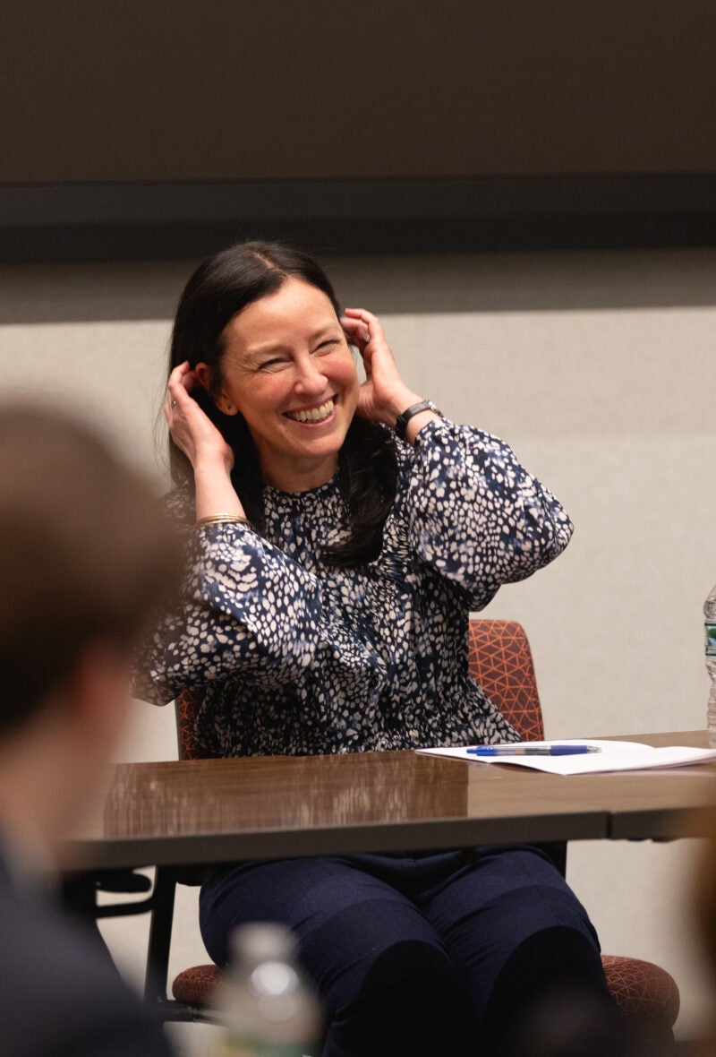 The launch of the Jane Lakes Harman Writer-in-Residence program with the inaugural writer, Amy Davidson Sorkin. The event included a writing workshop, led by Sorkin, featuring award-winning author Patrick Radden Keefe.