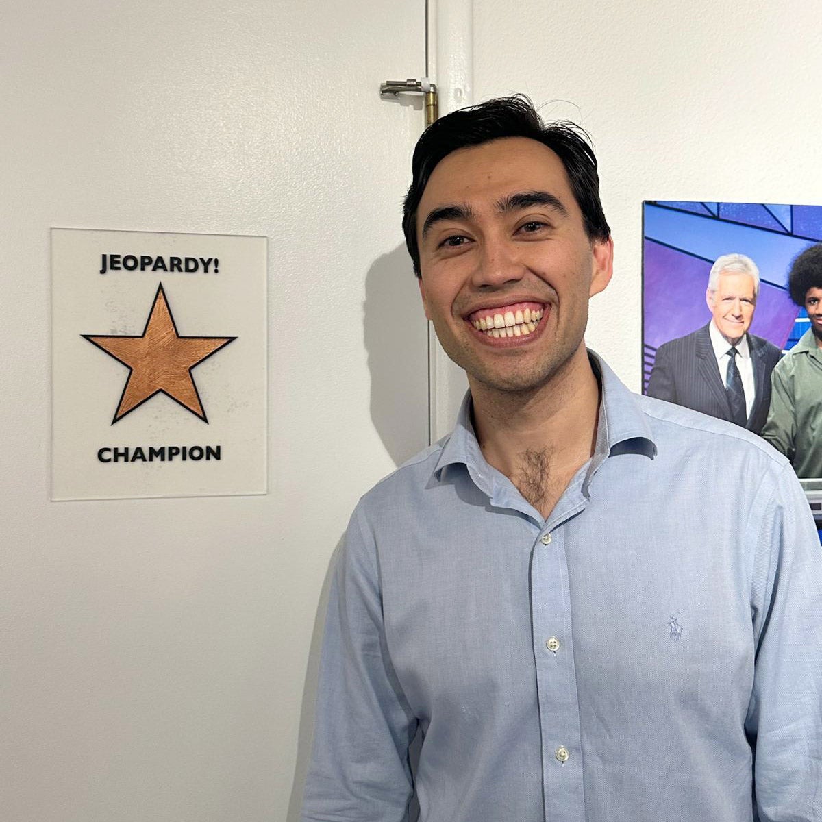 Caleb Groen backstage at Jeopardy.
