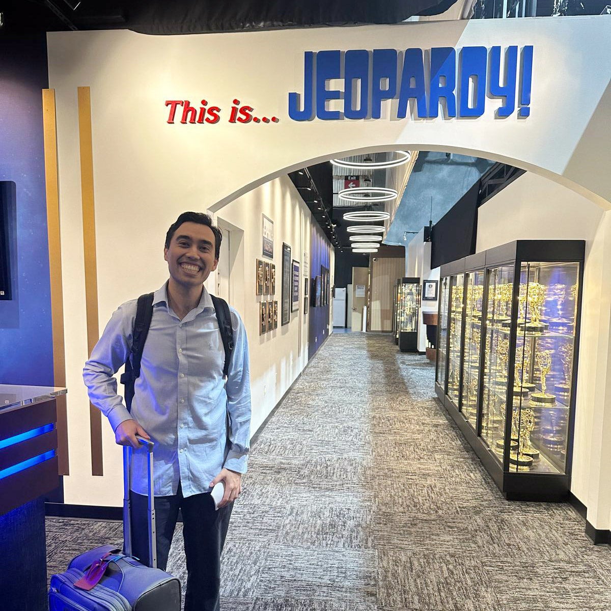 Caleb Groen backstage at Jeopardy.