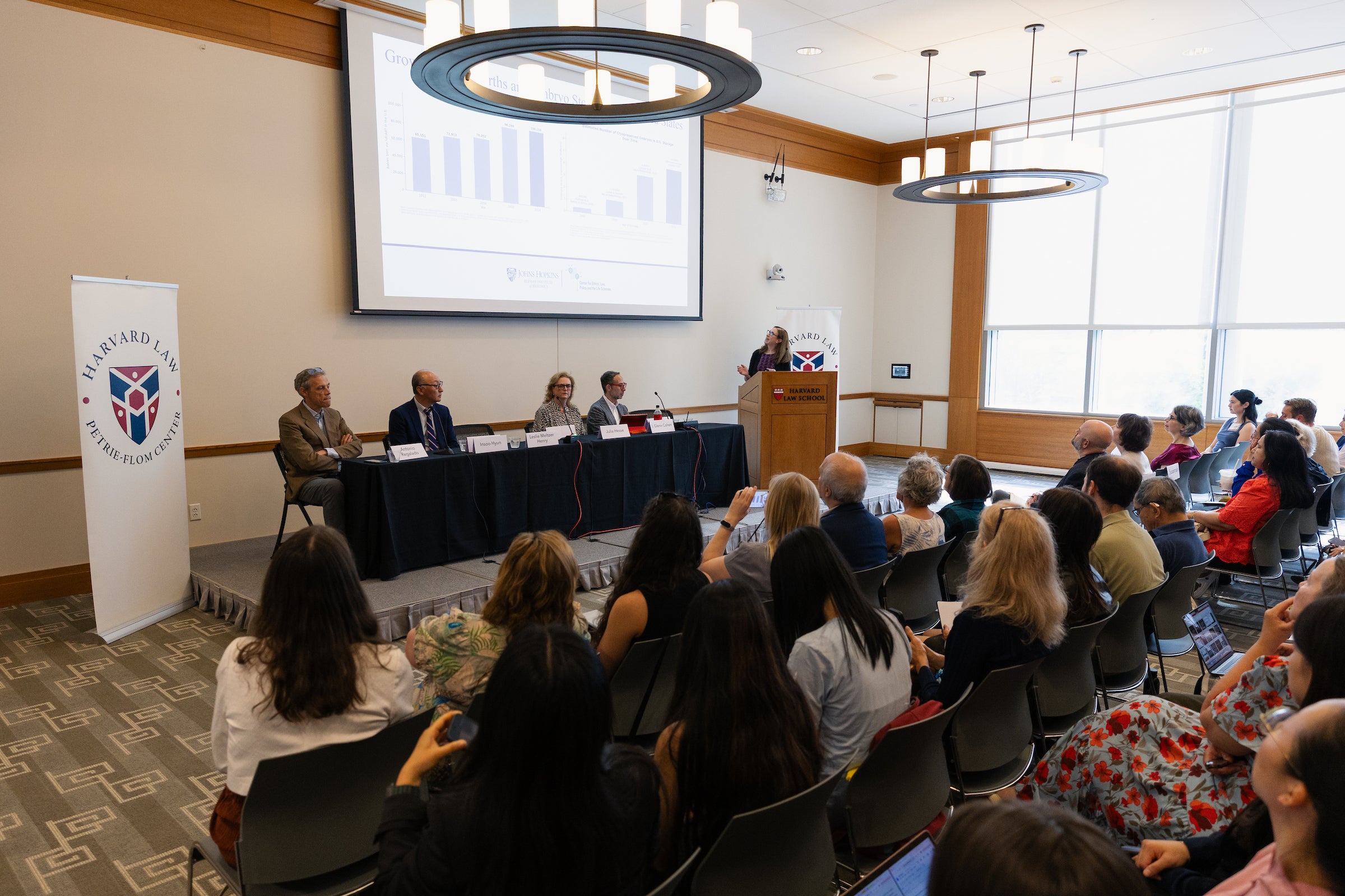 View of panelists and audience during a presentation.