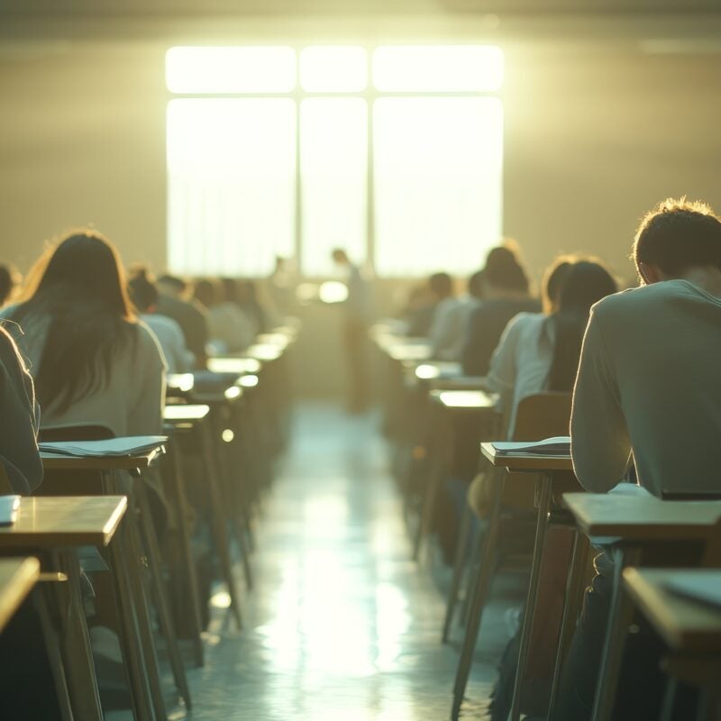 Students concentrating in an exam hall a professional setting of exam