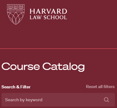 Screenshot of course catalog homepage