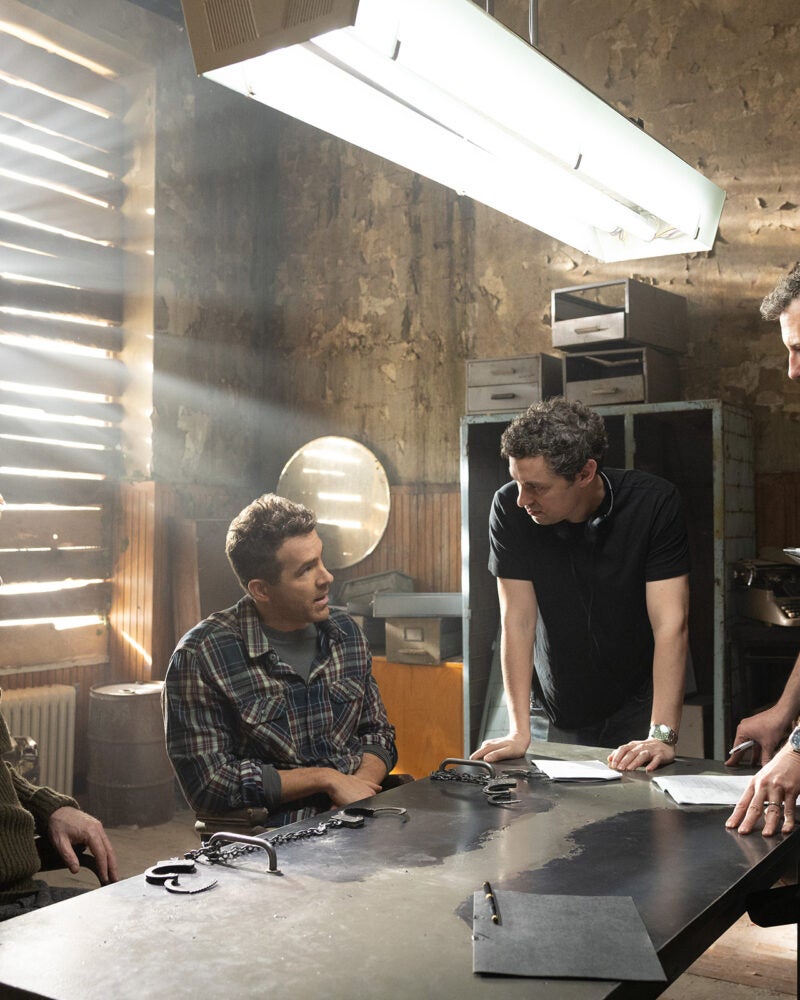 Actors and crew on the set of 