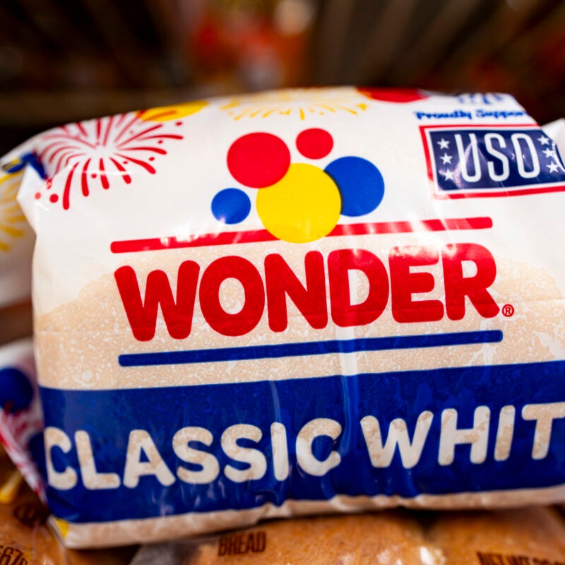 Close up on a package of Wonder Bread.