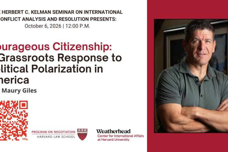 Image thumbnail for Kelman Seminar — Courageous Citizenship: A Grassroots Response to Political Polarization in America