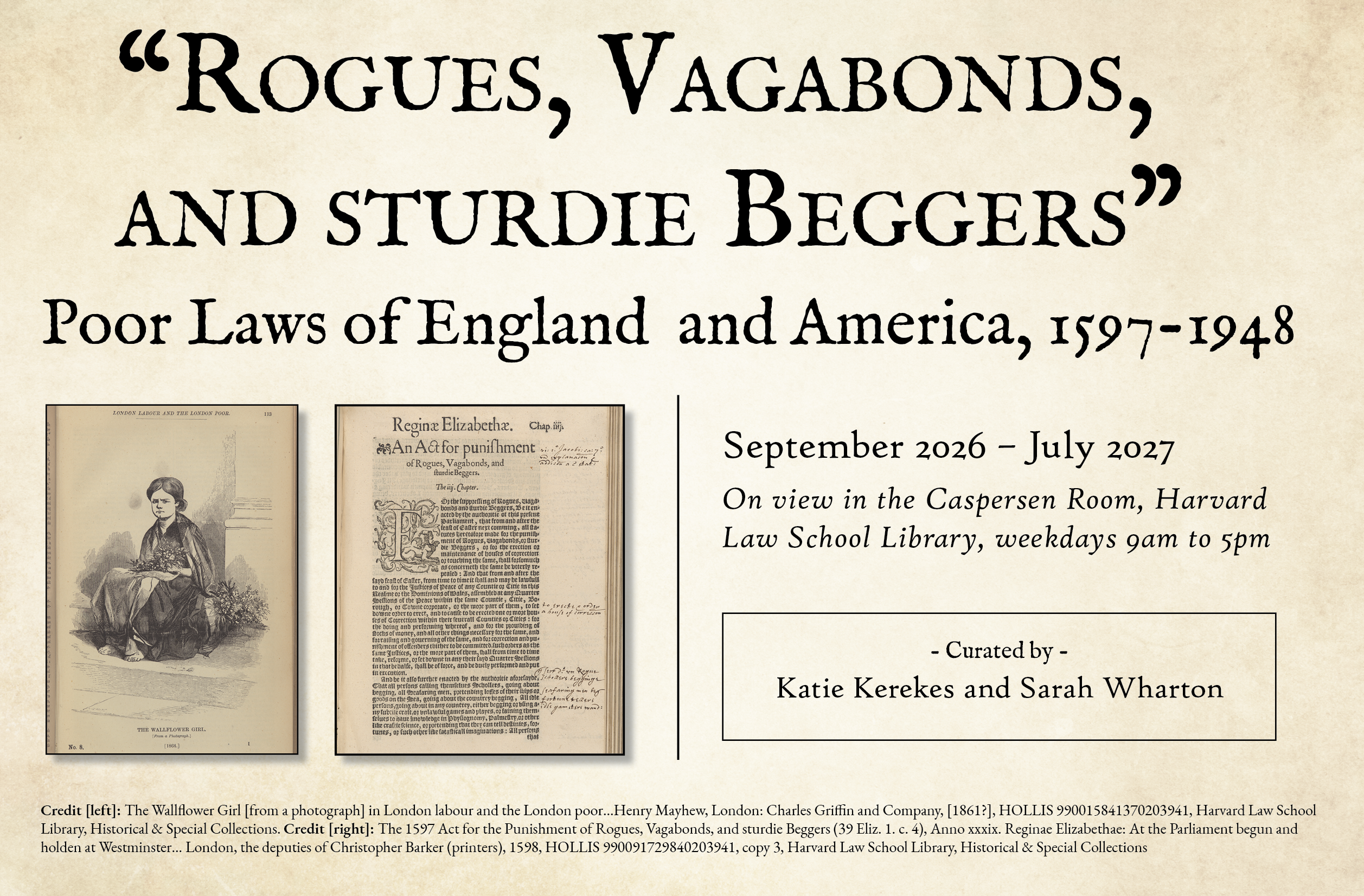 Cream colored exhibit poster with title in black text 