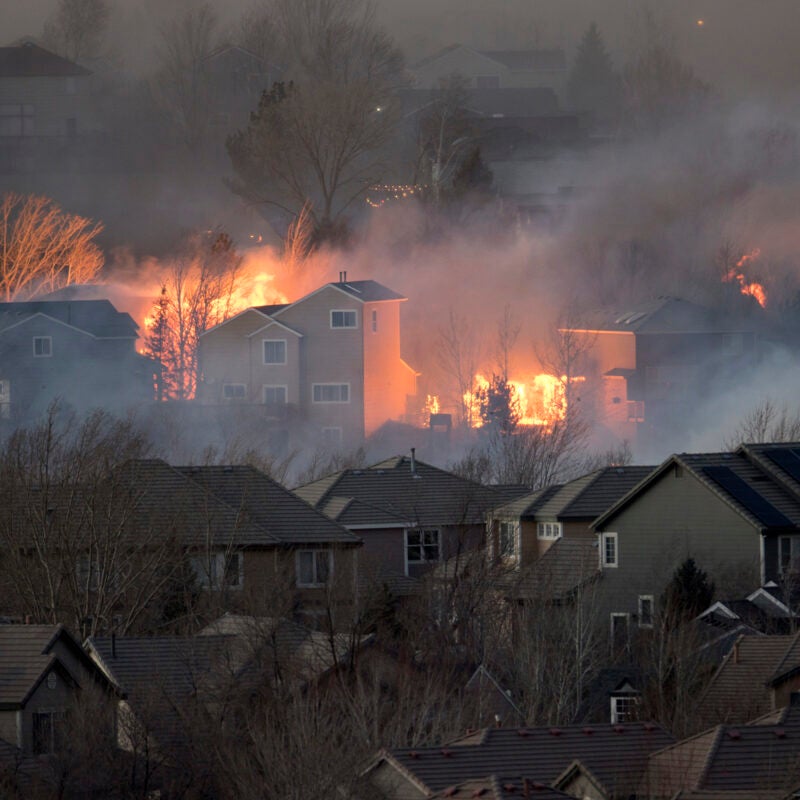 Wildfires burning homes in Superior, Colorado in 2021.