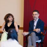 Arnaaz Ameer and Chris Bavitz at faculty perspectives on well-being panel.