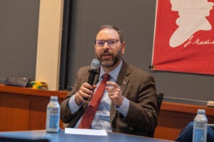 Stephen Sachs speaking at FedSoc event.