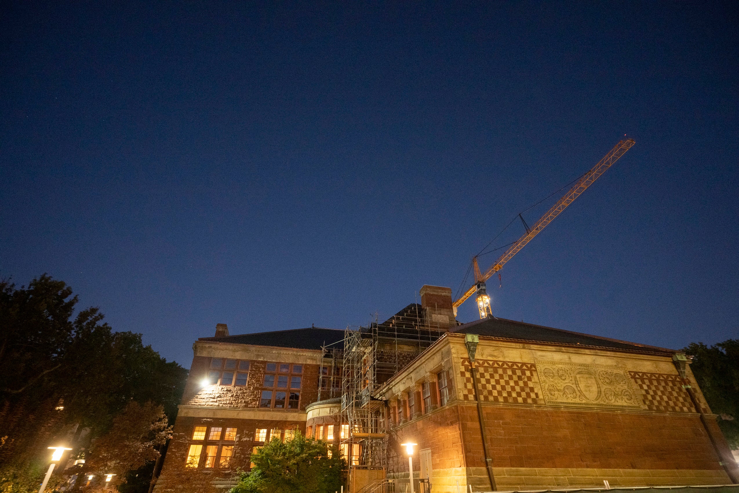 View of a building getting and exterior renovation.