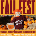 Fall Fest Presented by DOS-CEEB Wednesday, October 14 | 3:00-5:00pm | Belinda Sutton Quadrangle Bounce house, pumpkin painting contest, games, face painting, DIY candy apples, potato sack race (3:30), photo ops, hot apple cider, cider donuts