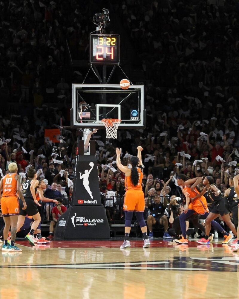 Someone shooting free throw at WNBA game