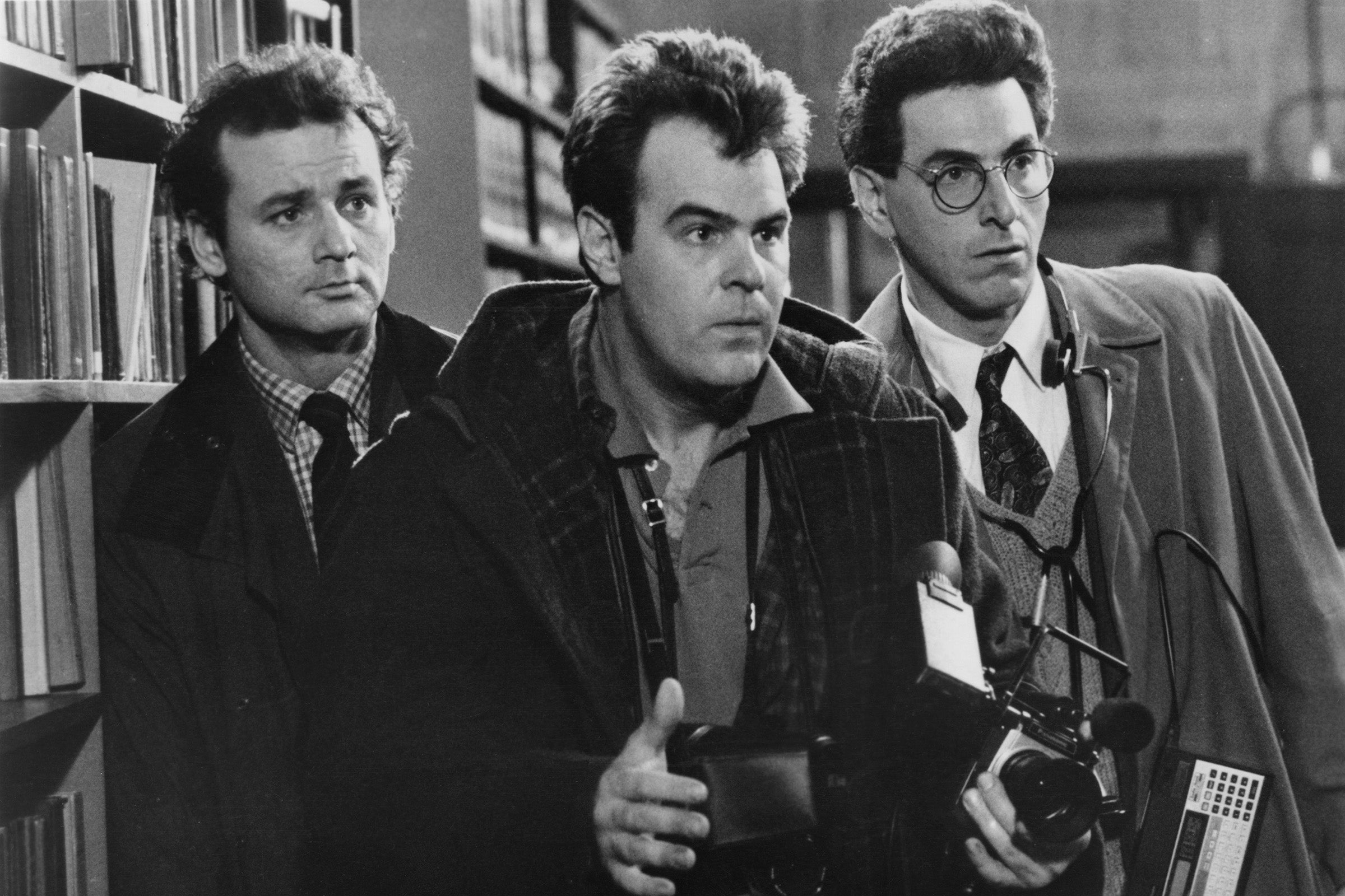 Bill Murray, Dan Aykroyd and Harold Ramis in a still from the movie 'Ghostbusters'.