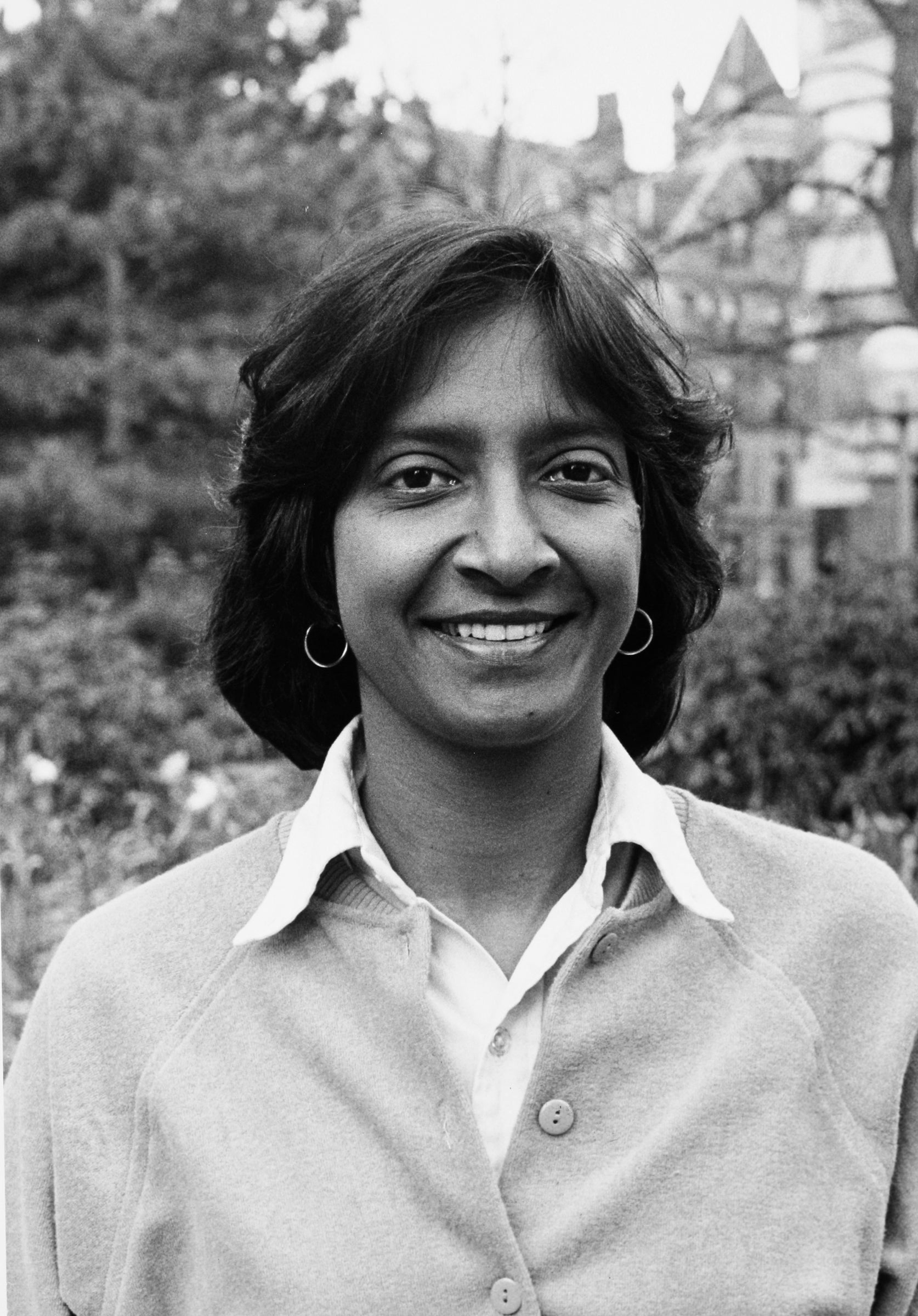 Black and white portrait photograph of Navi Pillay.